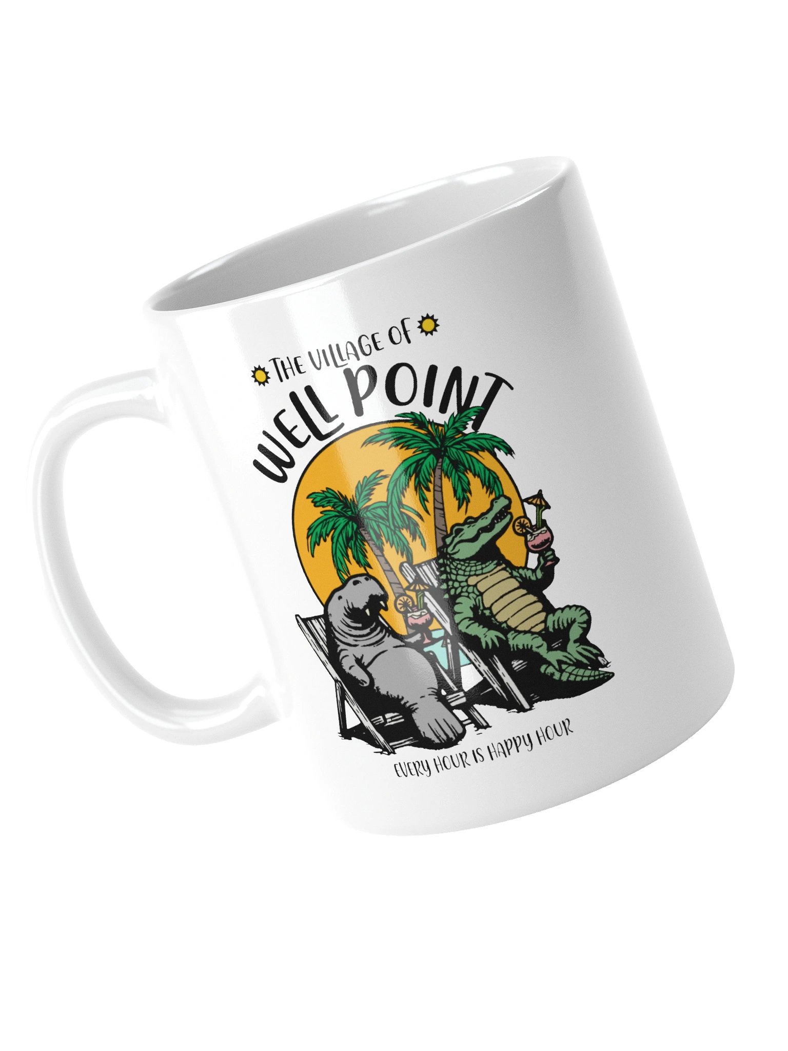 The Village of Well Point TV Florida USA Fun Manatee Alligator Design Coffee Mug product image (4)