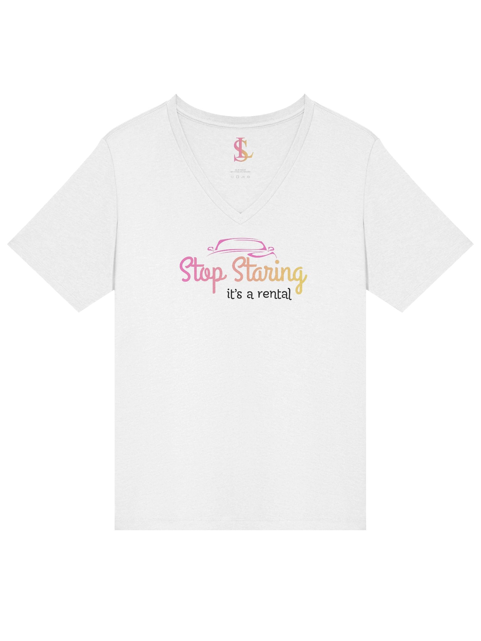 Stop Staring, It’s a Rental – Women’s V-Neck Graphic Tee product image (2)