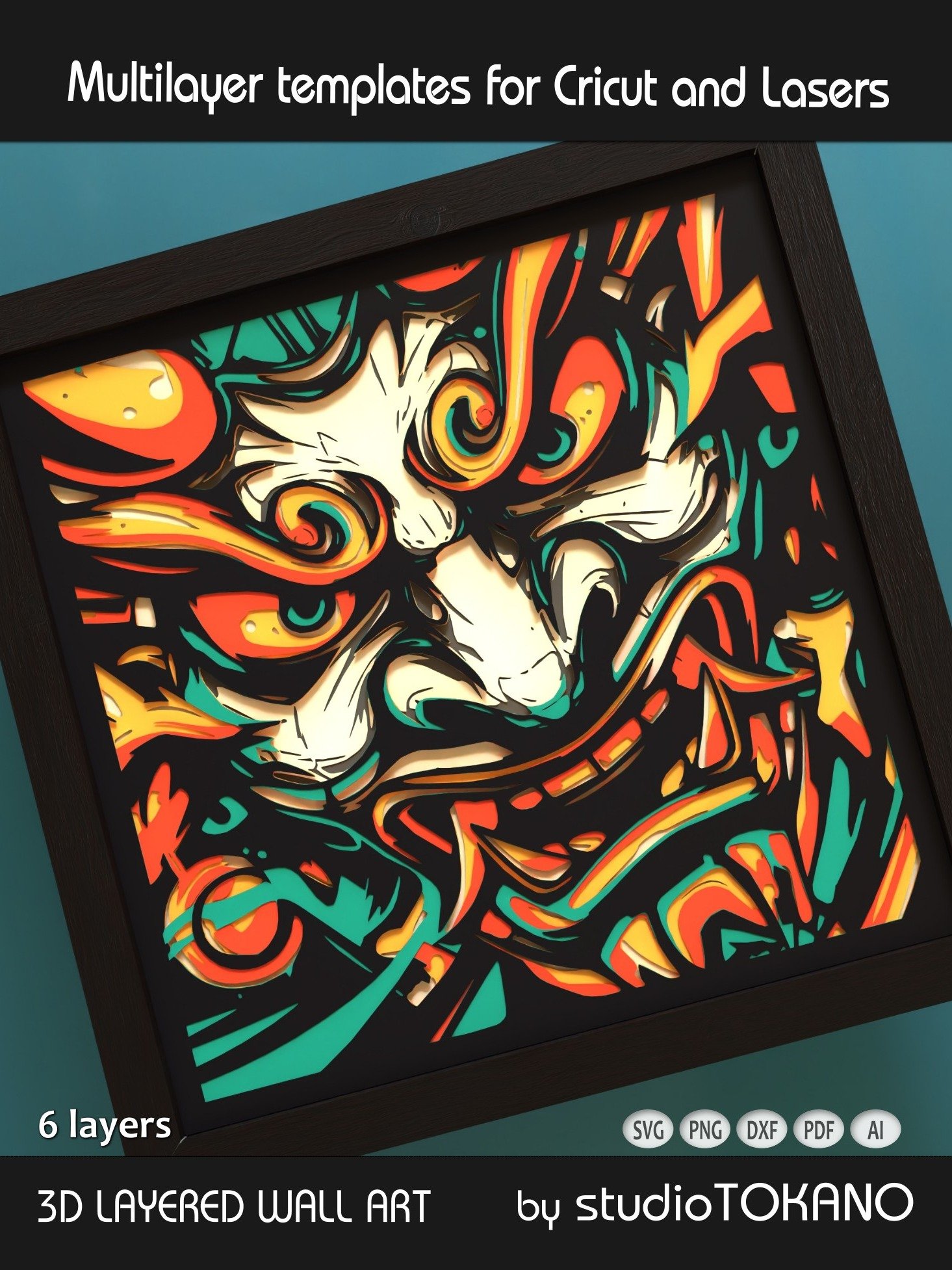 Oni Mask Layered Cut File product image (2)