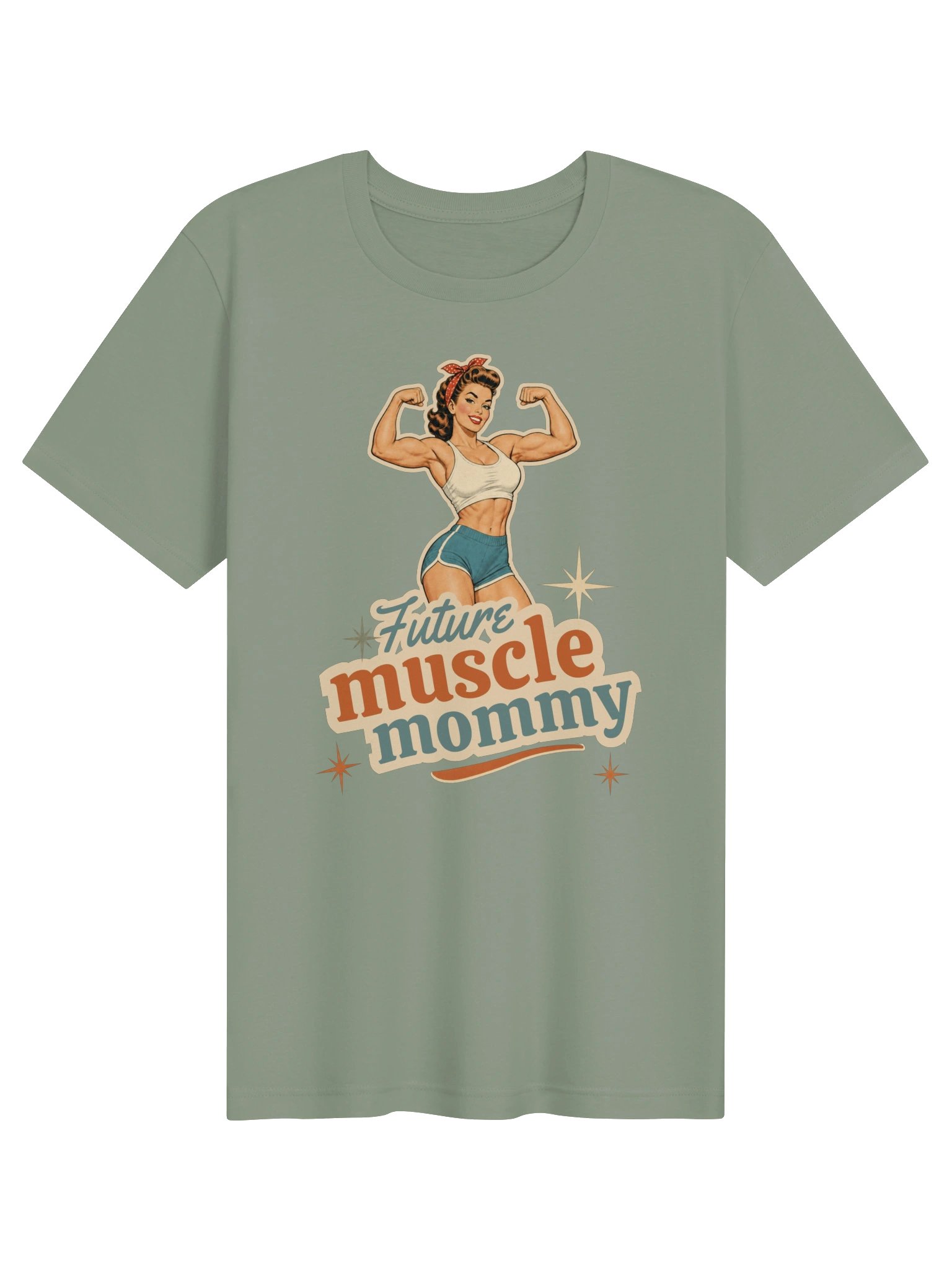 Future Muscle Mommy Shirt, Retro Pin-Up Pregnancy Announcement Tee for Moms Who Lift product image (92)
