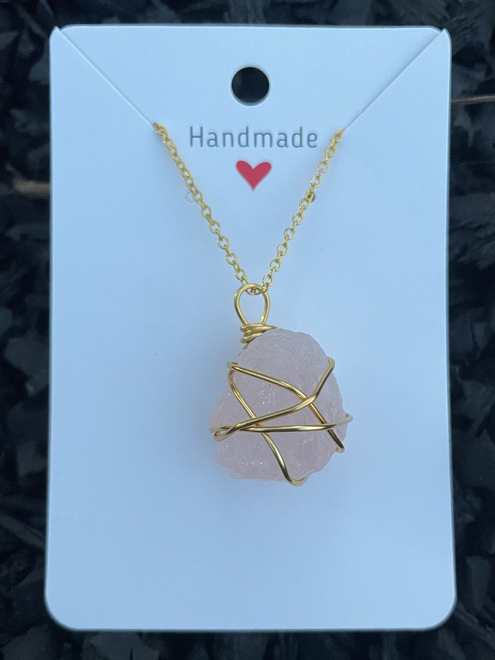 Pink Fluorite Wrapped Necklace product image (1)