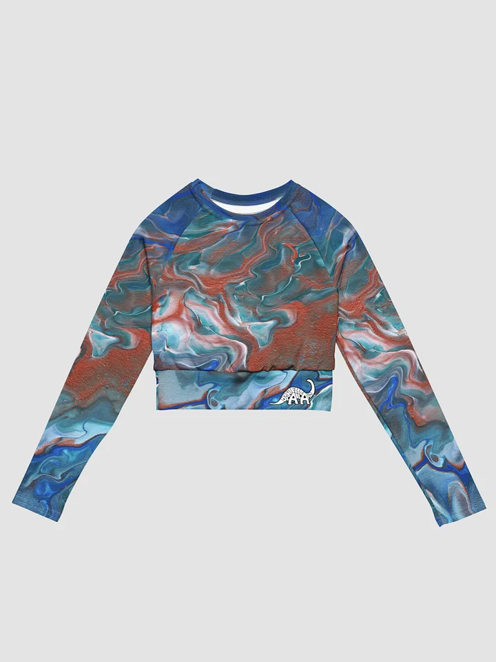 Metallic Orange Fluid Acrylic All-Over Print Long Sleeve Crop Top product image (1)