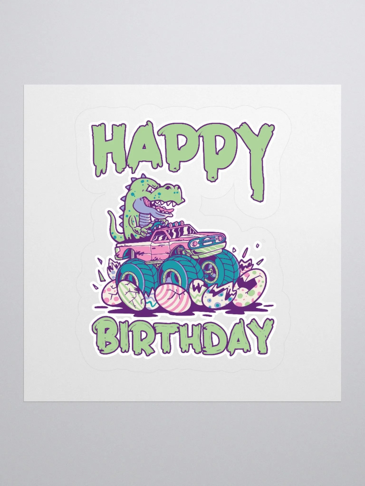 Happy Birthday (Dinosaur Monster Truck) Sticker product image (1)