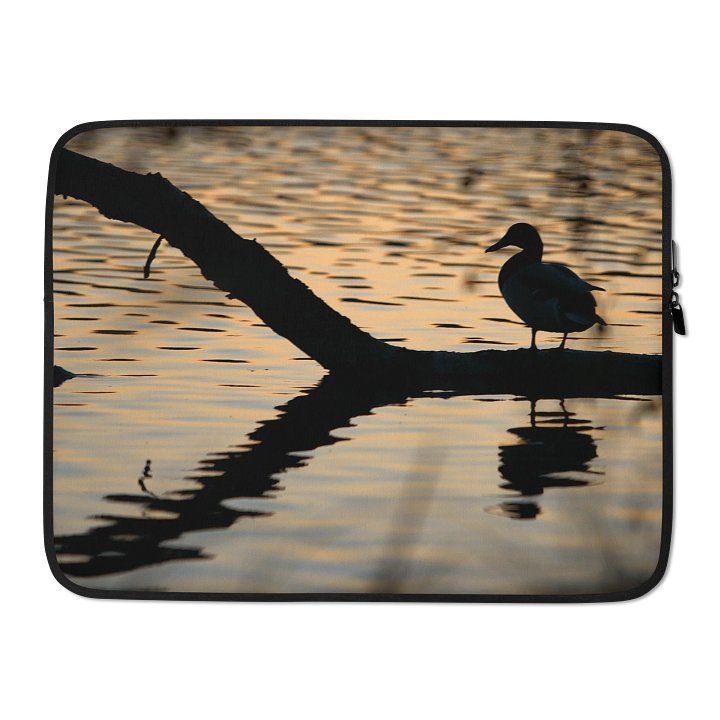 Laptop sleeve - Silhouette of a duck on a branch in the water product image (2)