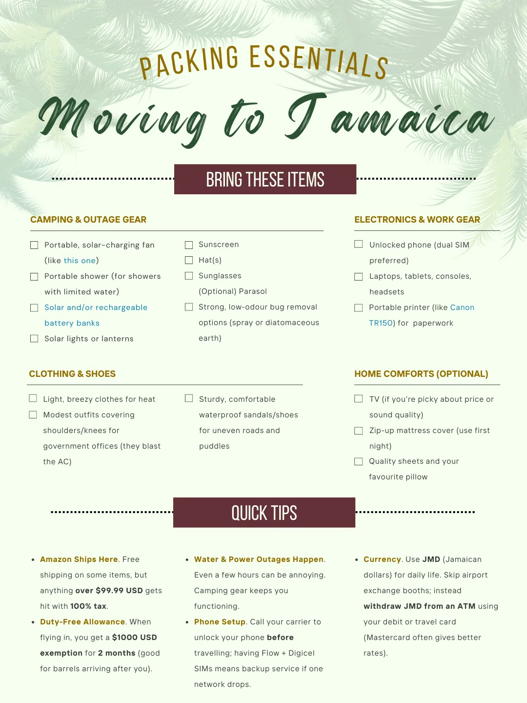 Packing Essentials for Jamaica product image (1)