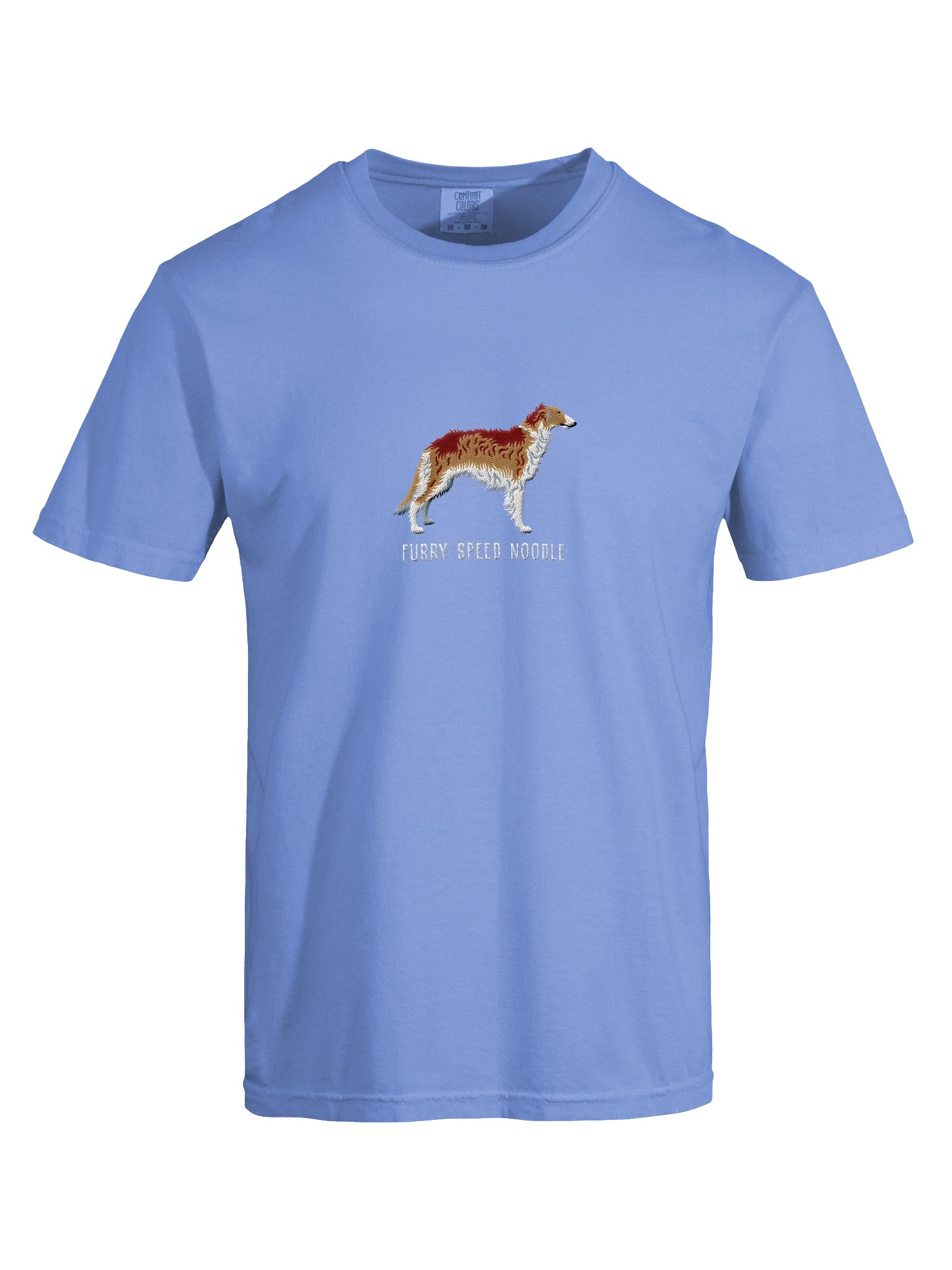 Furry Speed Noodle T-Shirt(Embroidered) of a Borzoi(Brown & White) product image (7)