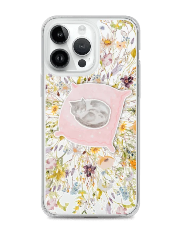 Sleeping Cat Floral iPhone Clear Case product image (284)