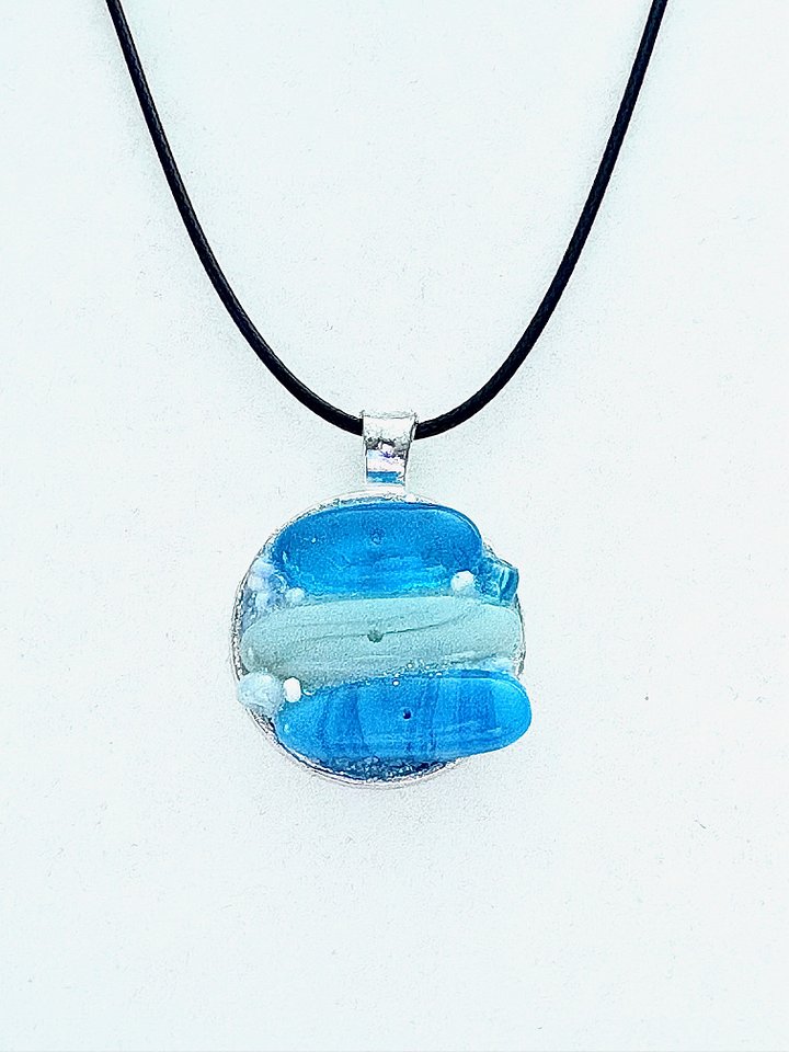 MFD-00212 | Coastal Calm Horizon Pendant Necklace | Handmade Glass Art Jewelry | Monique Faella Designs™ product image (2)