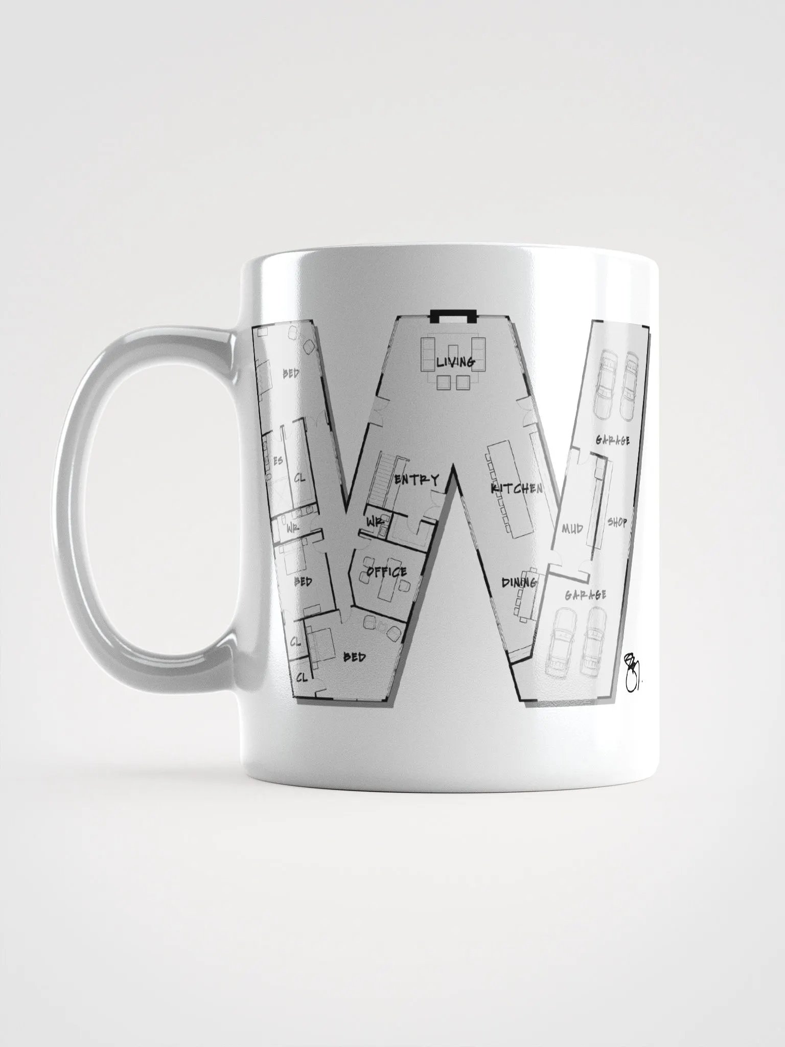 Alphabet Floor Plan Mug - W product image (1)