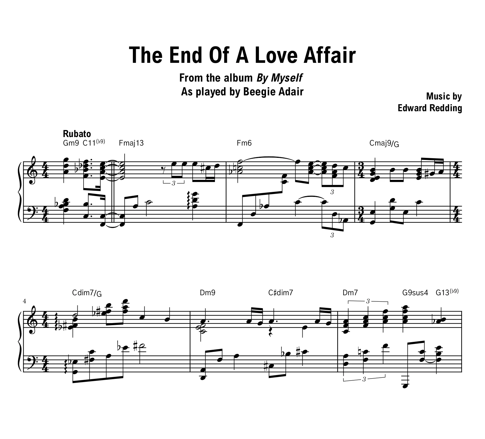 Beegie Adair - The End Of A Love Affair - Sheet music (PDF) product image (1)