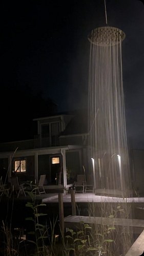 Favourite little build this year is an outdoor shower next to the #naturalswimminpool Crickets, stars and cool evening air…