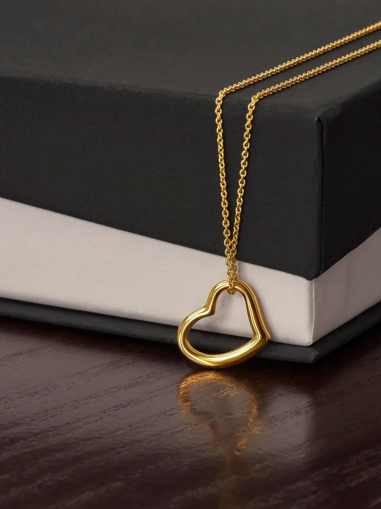 Dainty Heart Necklace - 14k White Gold & 18k Yellow Gold product image (3)