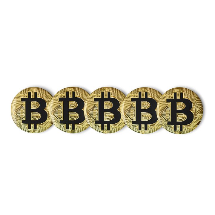 Set of 5 BITCOIN Pin-On Metal Buttons product image (1)