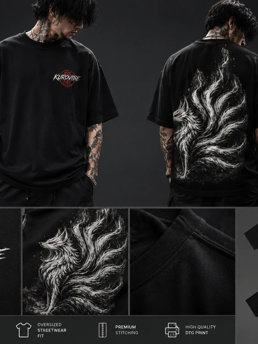 Void Kitsune Oversized Anime T-Shirt | KuroVibes product image (2)