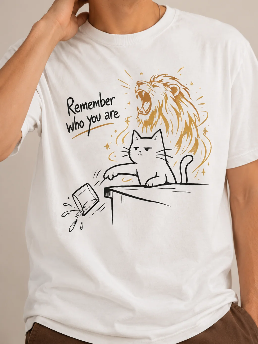 Remember Who You Are Cat T-Shirt | Funny Lion Cat Graphic Tee for Cat Lovers product image (2)