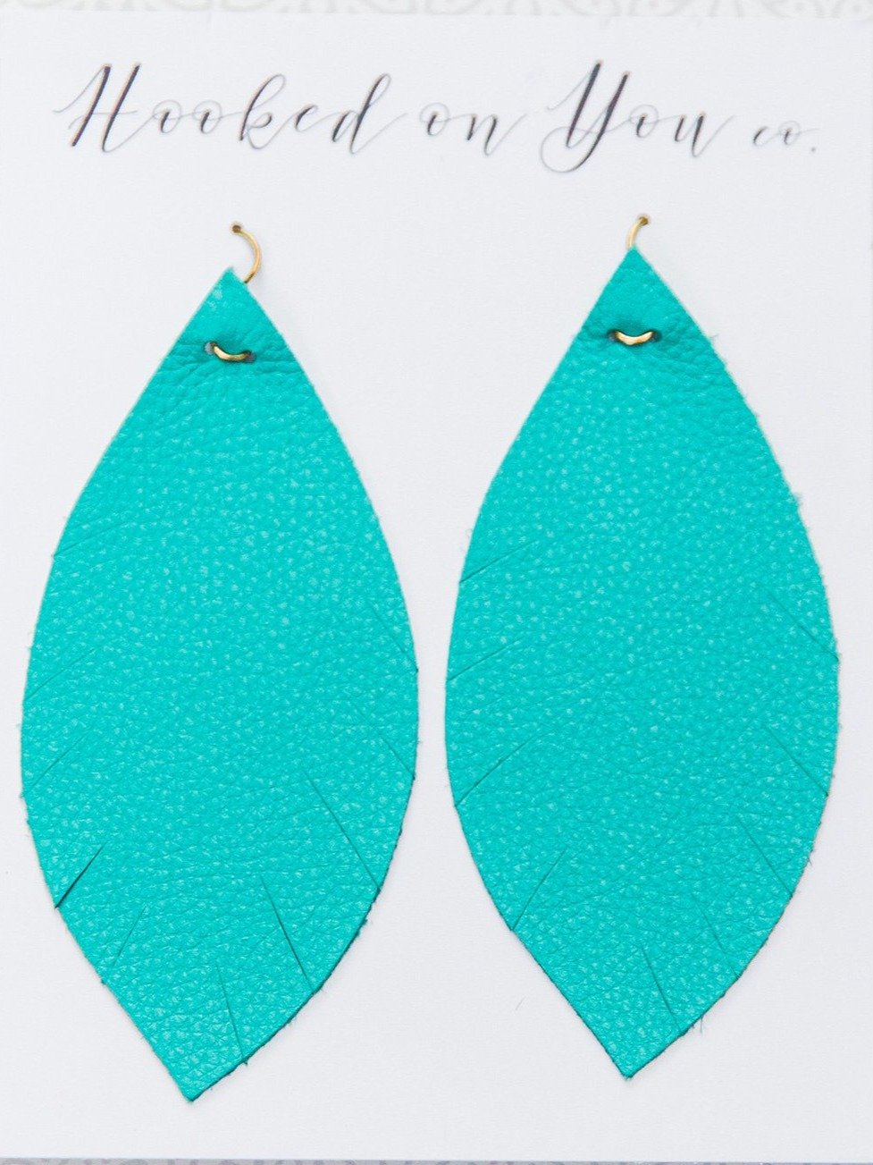 Teal Blue Leather Earrings product image (2)