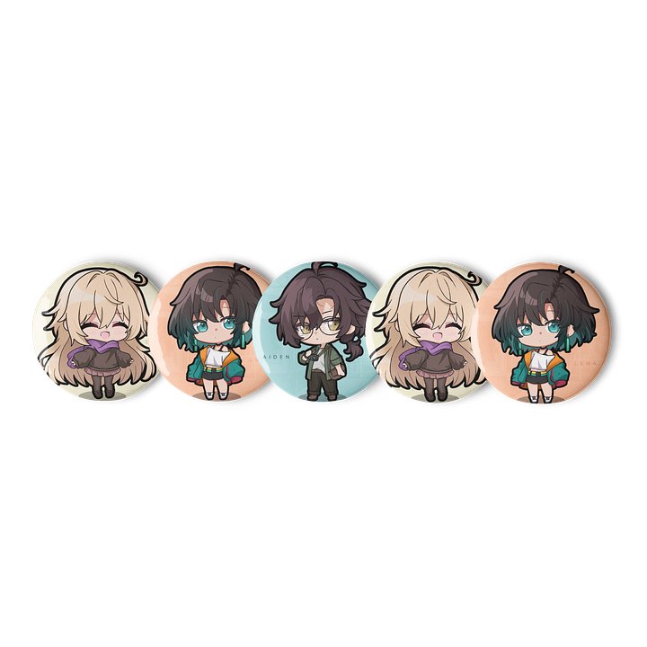 Chibi Trio Set of Pin Buttons product image (2)
