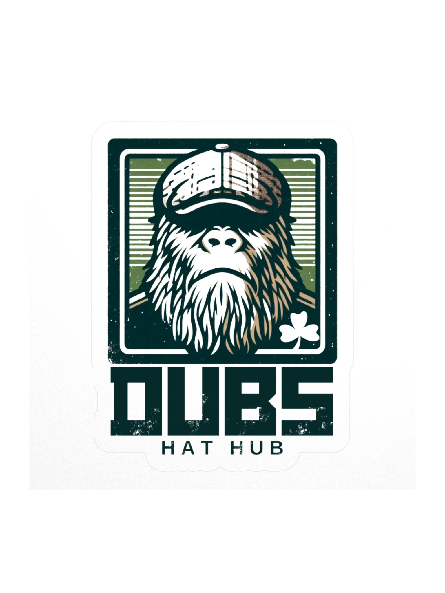 Luck of the Sasquatch Sticker – Irish Capped Cryptid Distressed Sticker | Dubs Hat Hub product image (1)