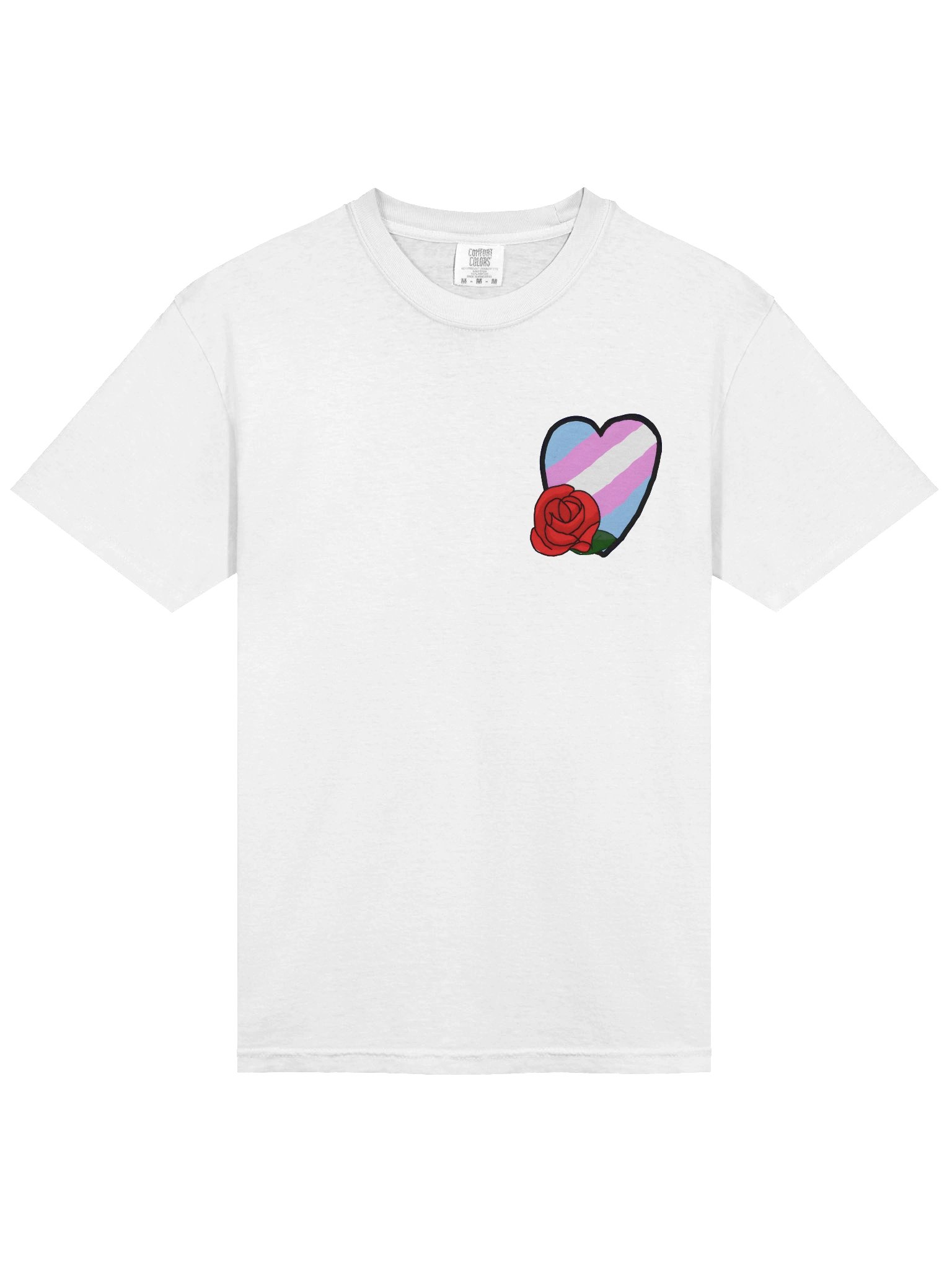 Rose Trans Pride Heart White Tshirt product image (3)