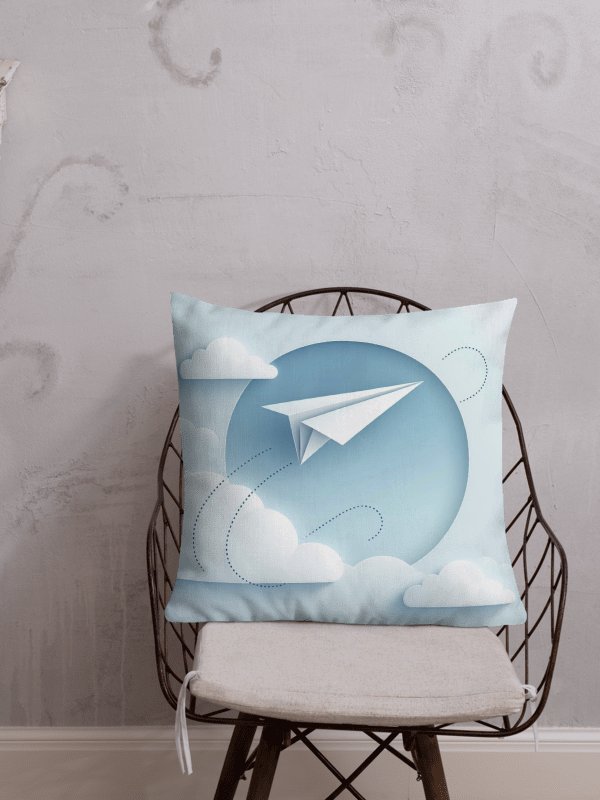 Skyward Soar Premium Pillow | AI design paper airplane product image (1)