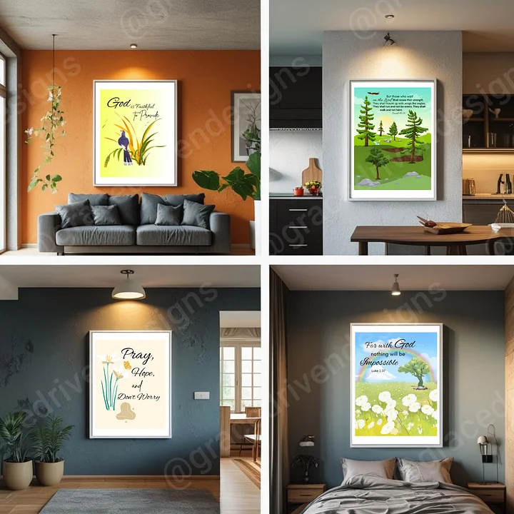 Set of 6 Nature-Themed Printable Inspiring Truths Wall Art | Scripture Wall Art | Digital Downloads + Freebies product image (1)