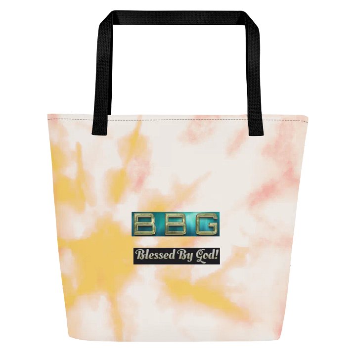 Orange Tie-Dye Tote Bag with Pocket-Green BBG (No Logo) product image (1)