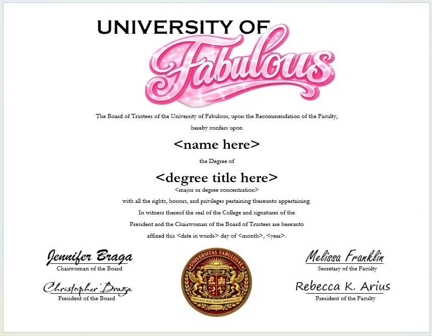 University of Fabulous degree parchment product image (1)