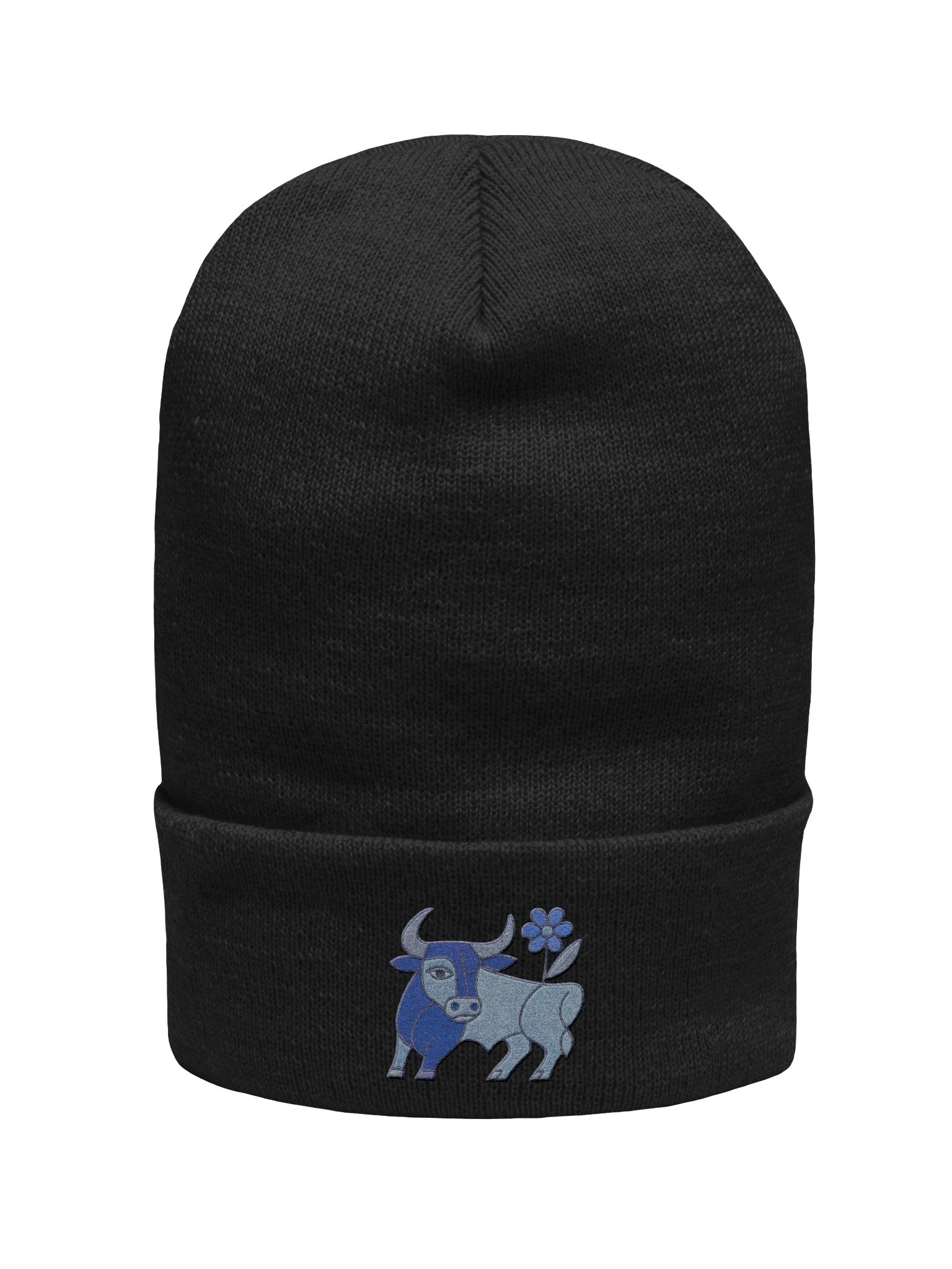 Whimsical Blue Bull Cuffed Beanie - Embroidered product image (1)