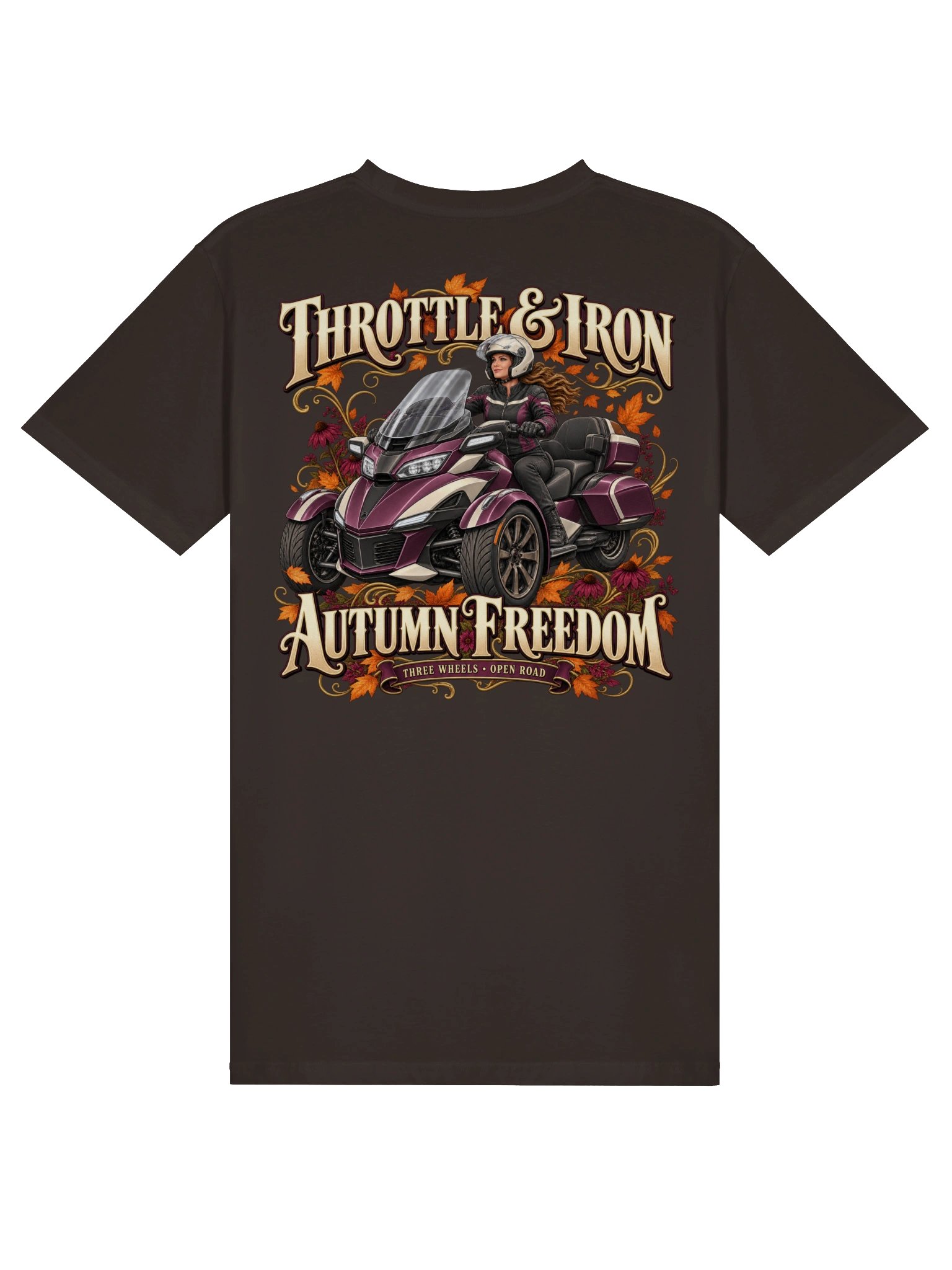 Throttle & Iron Autumn Freedom Three-Wheel T-Shirt product image (2)