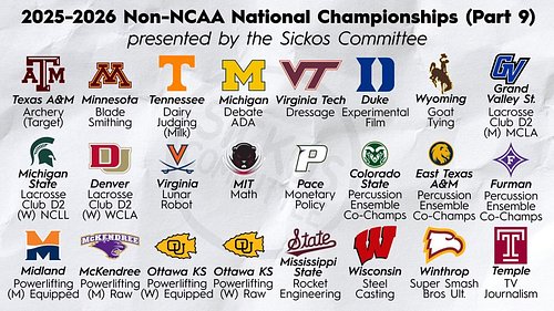 YOU’RE PROBABLY TIRED OF THESE BY NOW, RIGHT? SO ARE WE! 

The 2025-2026 Non-NCAA National Championships (Part 9) presented b...