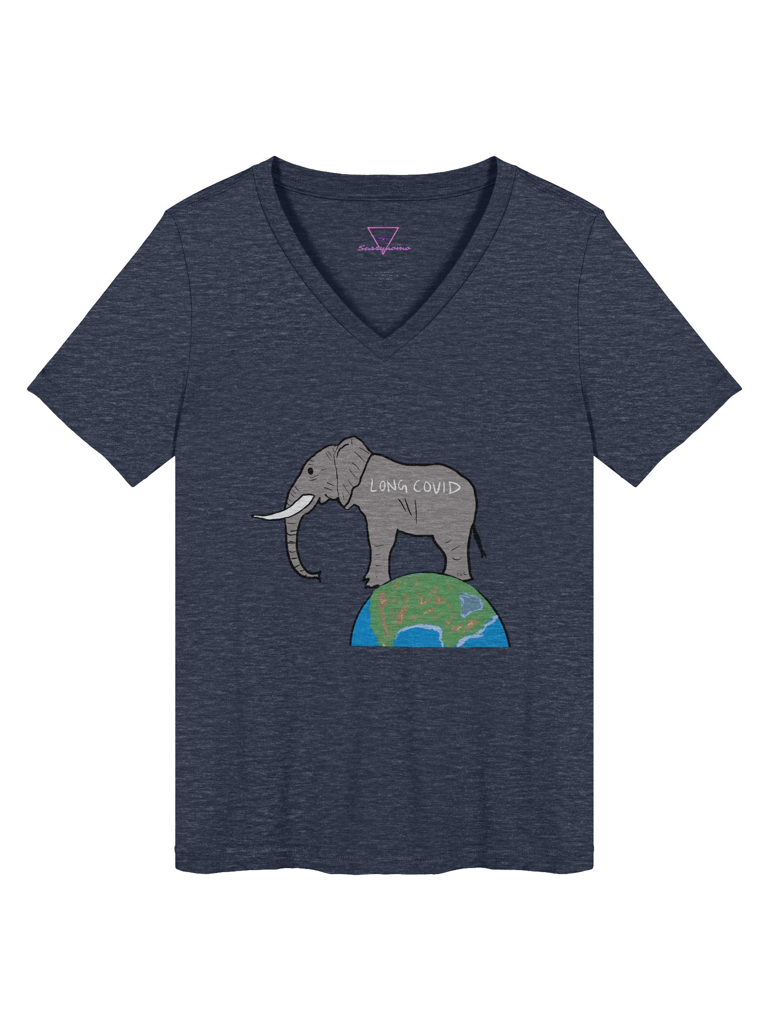 Elephant In The Room V-neck tee (Long Covid) product image (2)