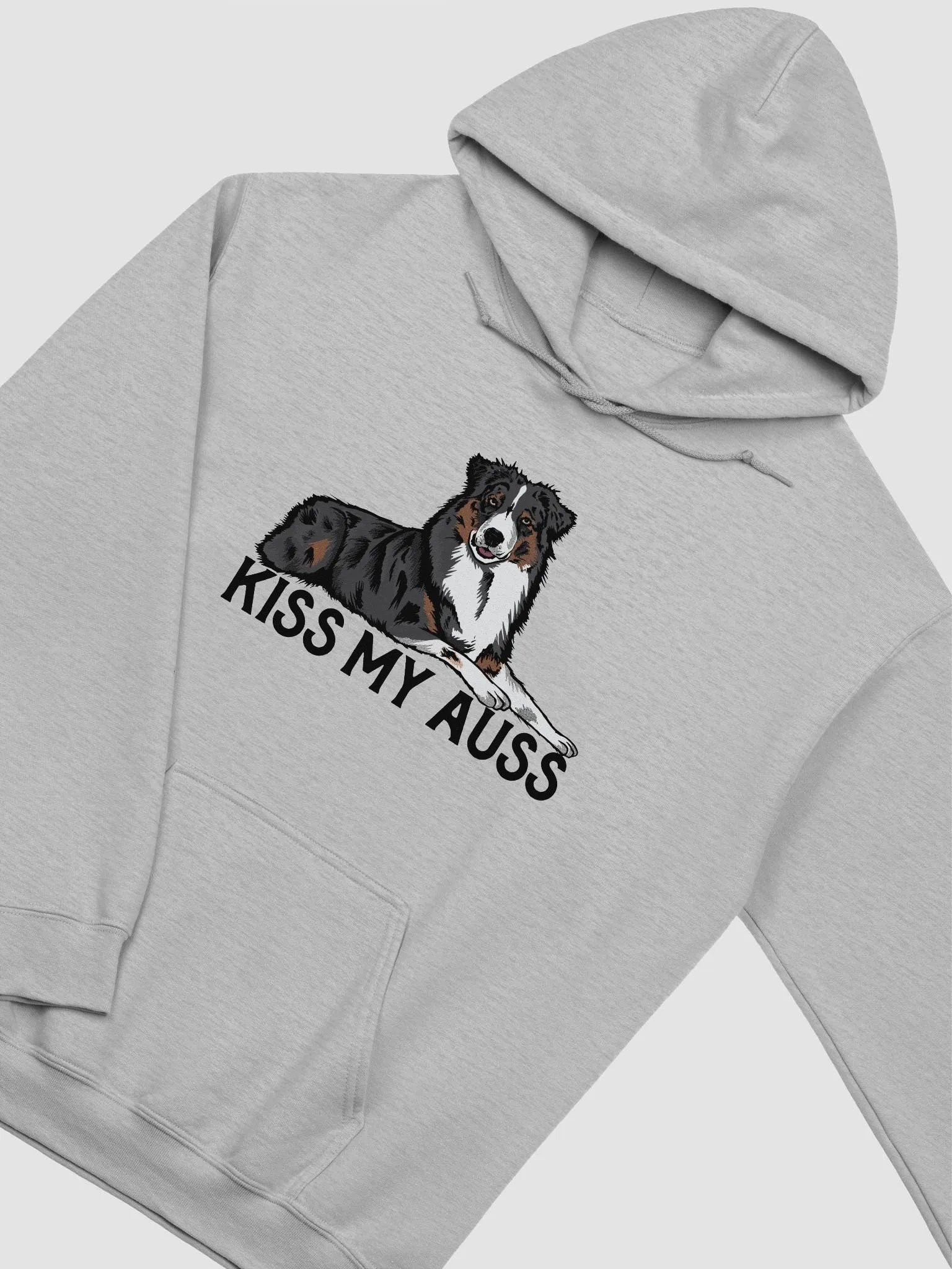 Kiss My Auss Hoodie | Hooded Sweatshirt for Australian Shepherd (Tricolor) Dog Owners product image (4)