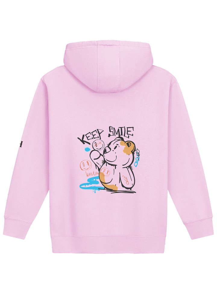 "Broken Heart" Bear Hoodie – Pink Oversized Streetwear Pullover with Graffiti Teddy Graphic product image (2)