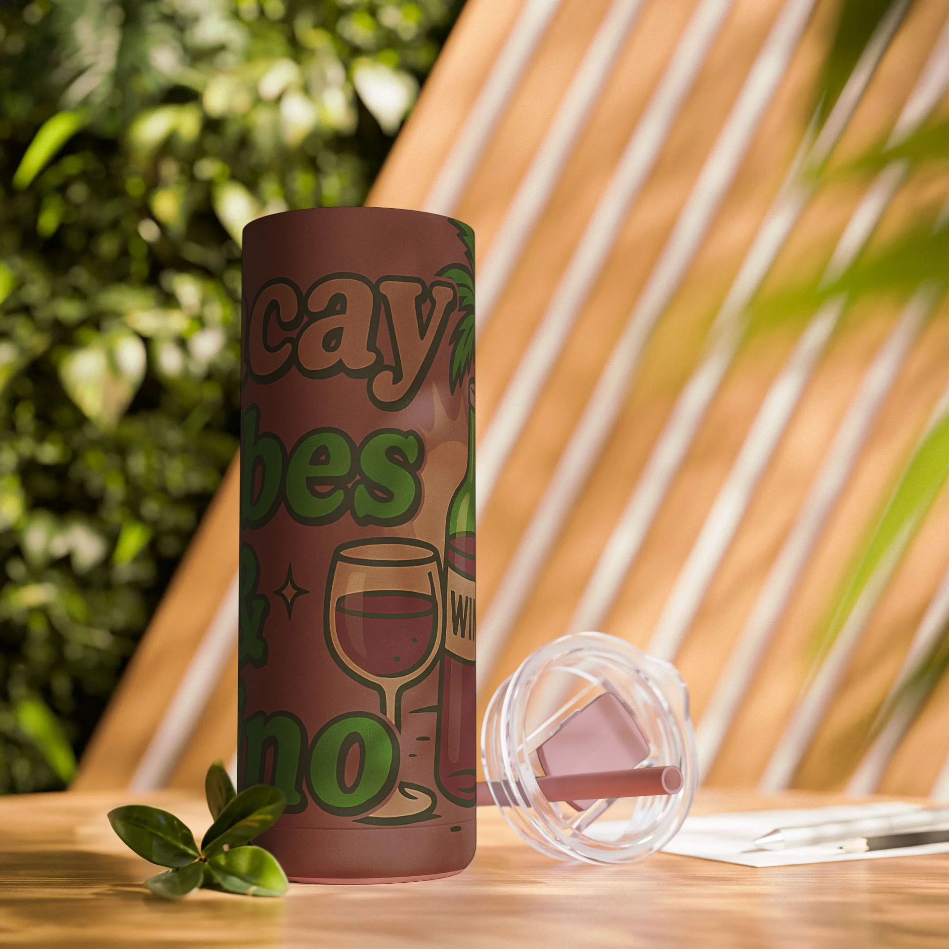 Vacay Vibes & Vino Tumbler Wrap | Wine Lover Summer Sublimation PNG | 20oz Skinny Wrap for Cricut, Silhouette & Crafts product image (6)
