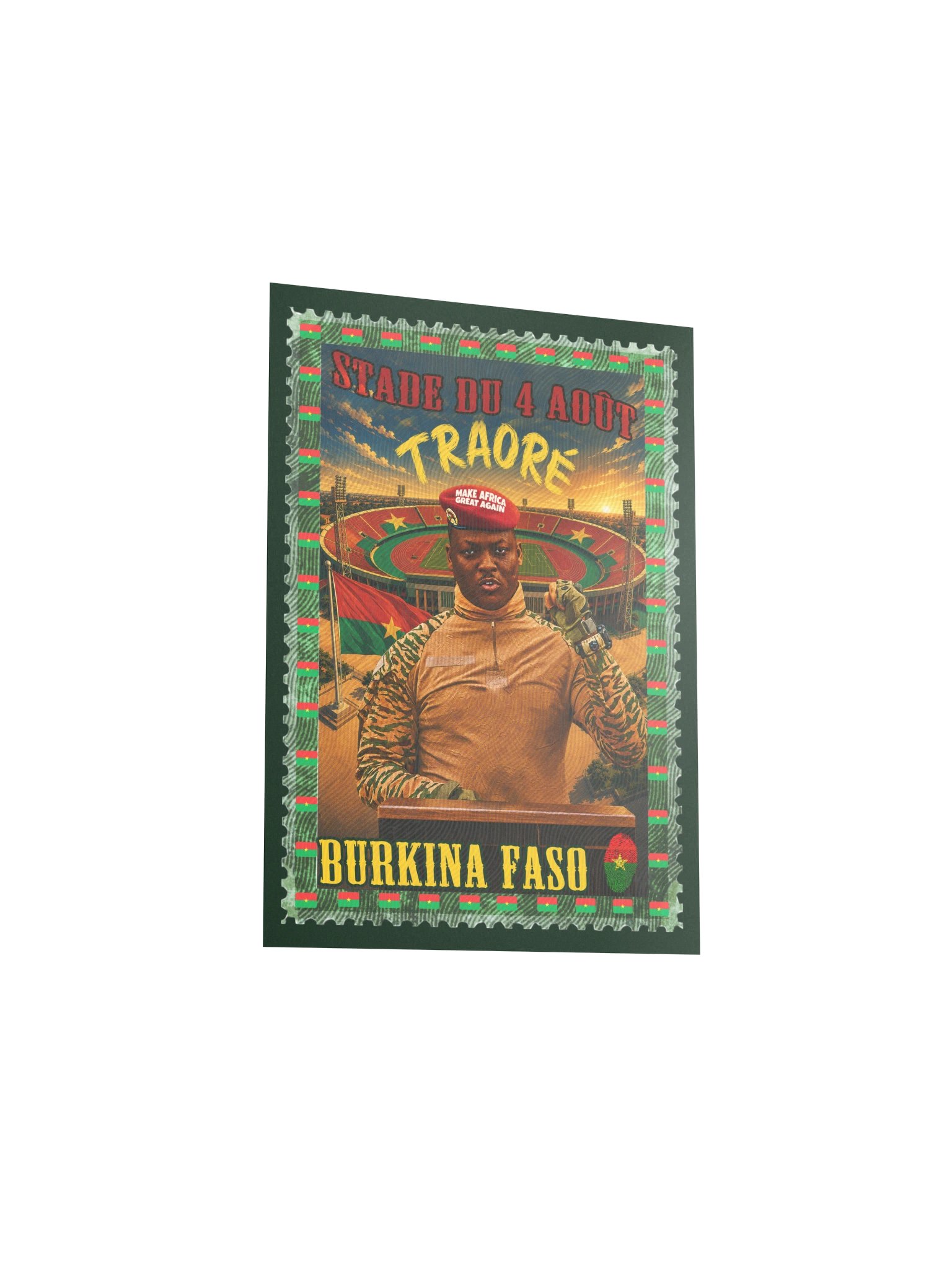 Ibrahim Traoré Vintage Postage Stamp Poster | Stade du 4-Août Burkina Faso Pan-African Wall Art product image (5)
