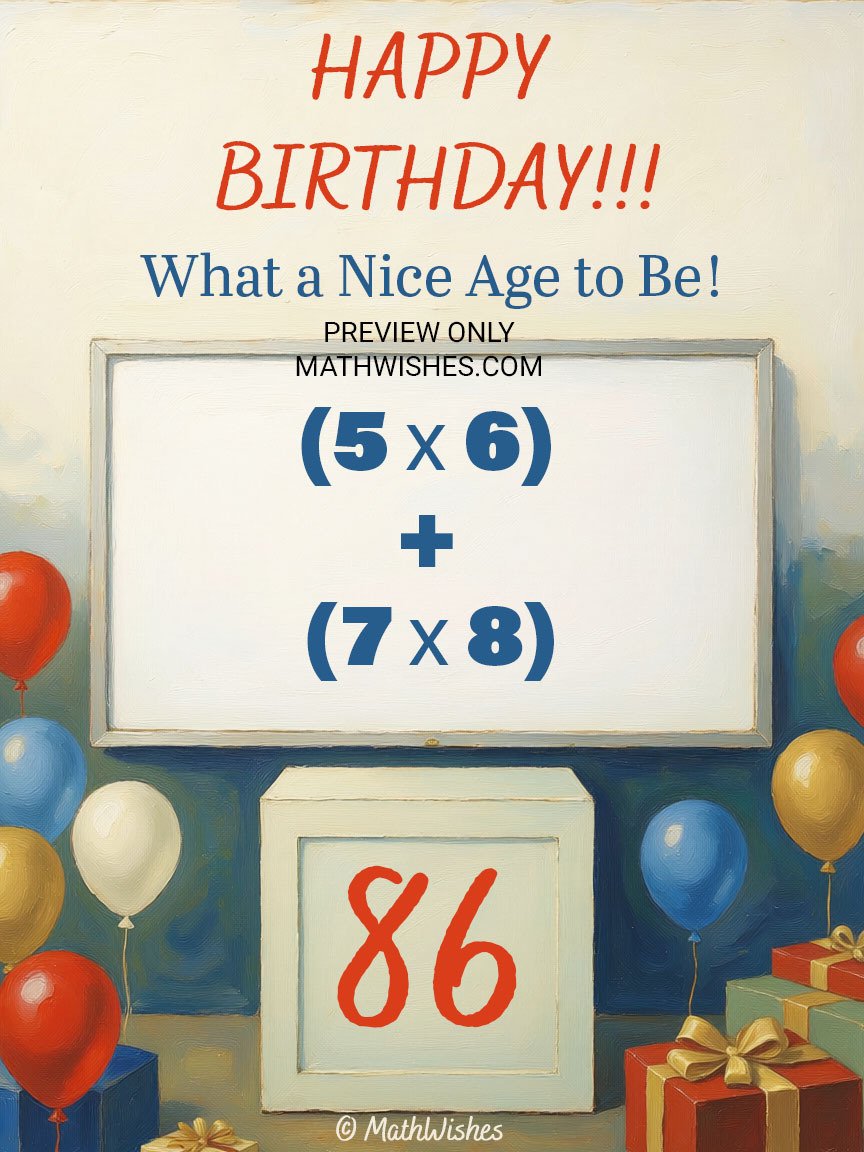 86th Birthday Card - Math Formula product image (1)