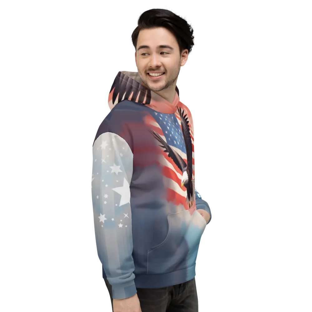 Flying Bald Eagel/All-Over Print Recycled Unisex Hoodie by Sublicolor product image (7)