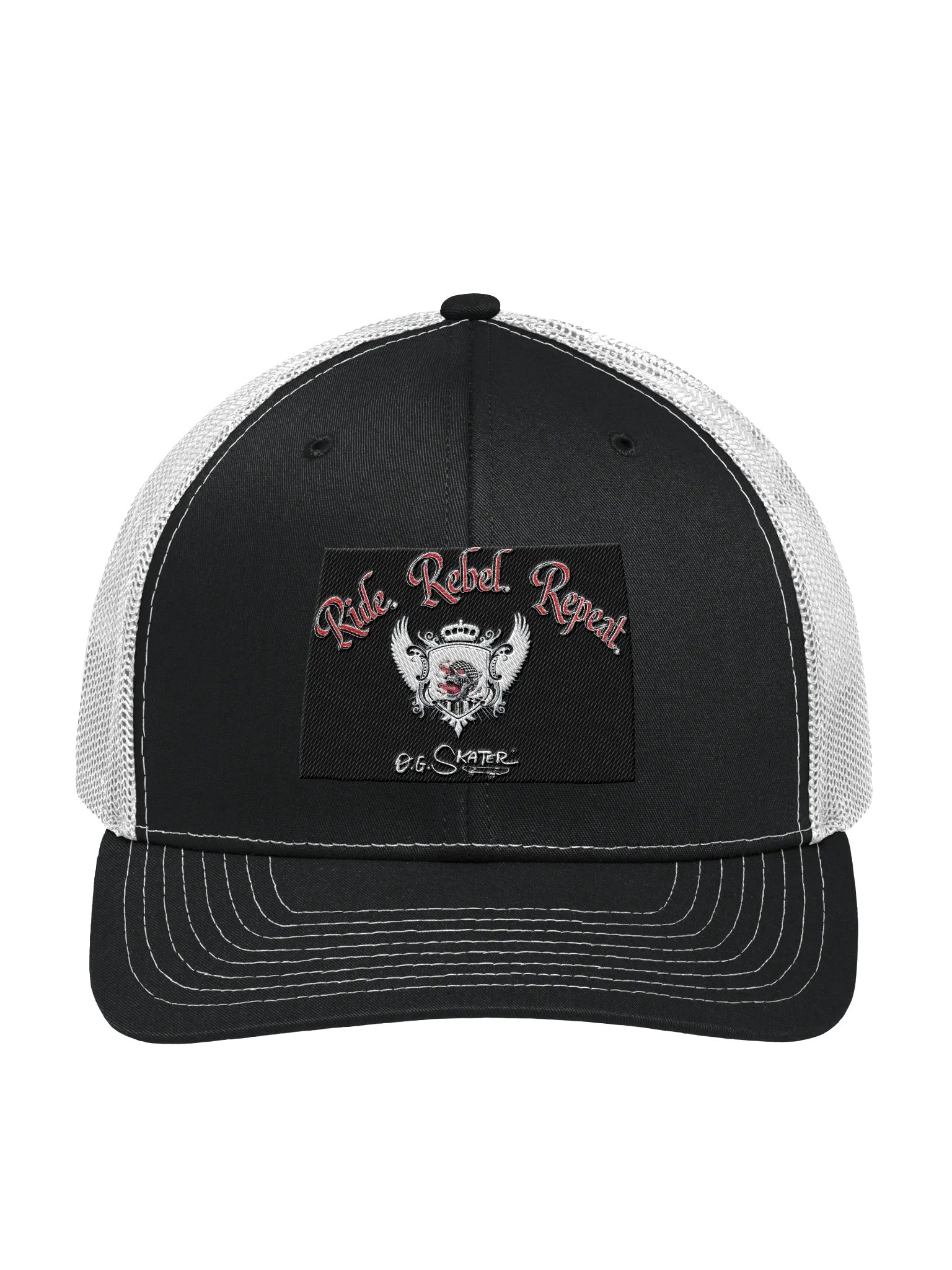 “Ride. Rebel. Repeat.” – Richardson Trucker Hat by O.G. Skater® product image (1)