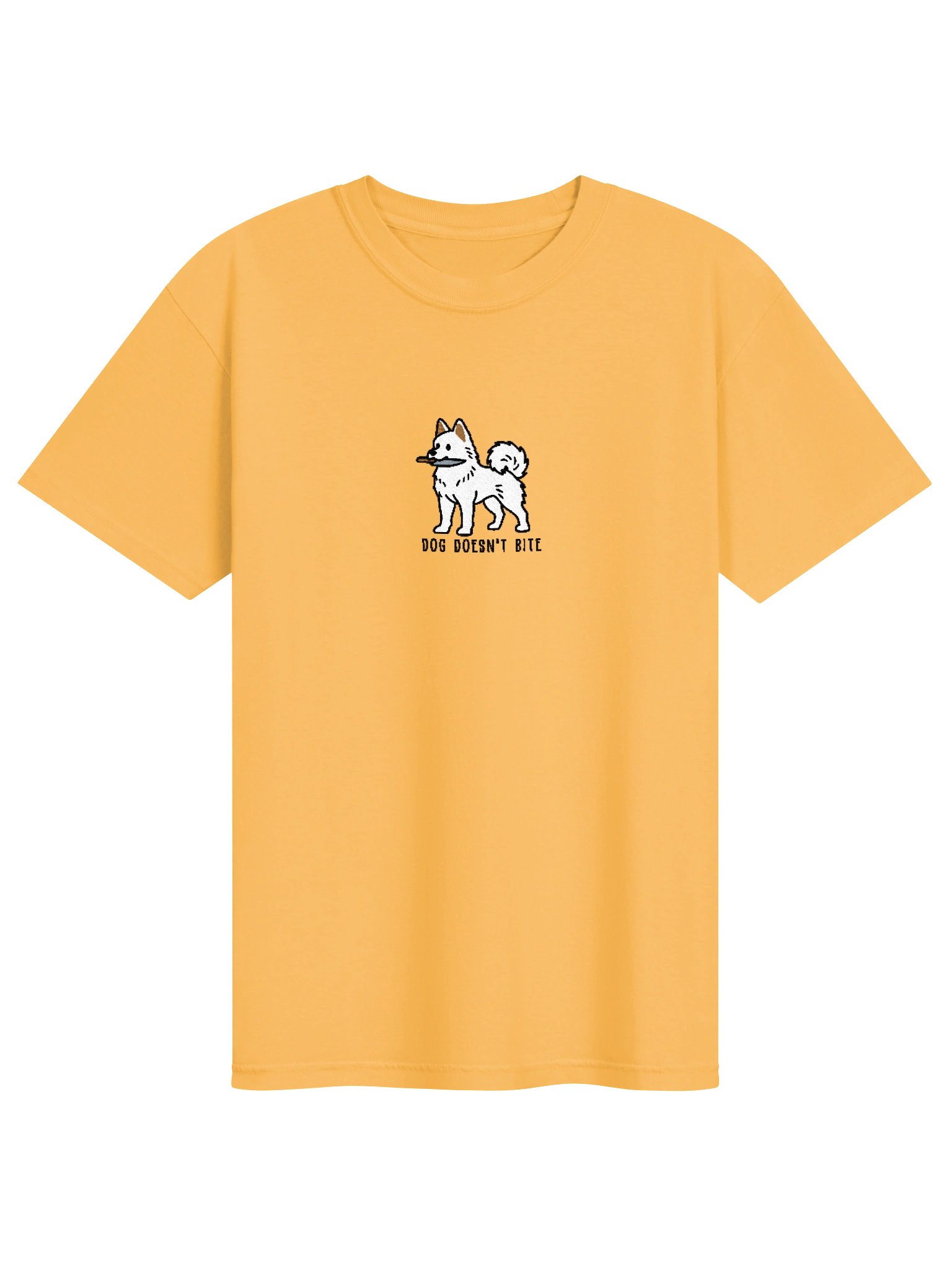 Dog Doesn't Bite Funny Chibi-Style Embroidered T-Shirt for Siberian Husky(White) Owners product image (55)