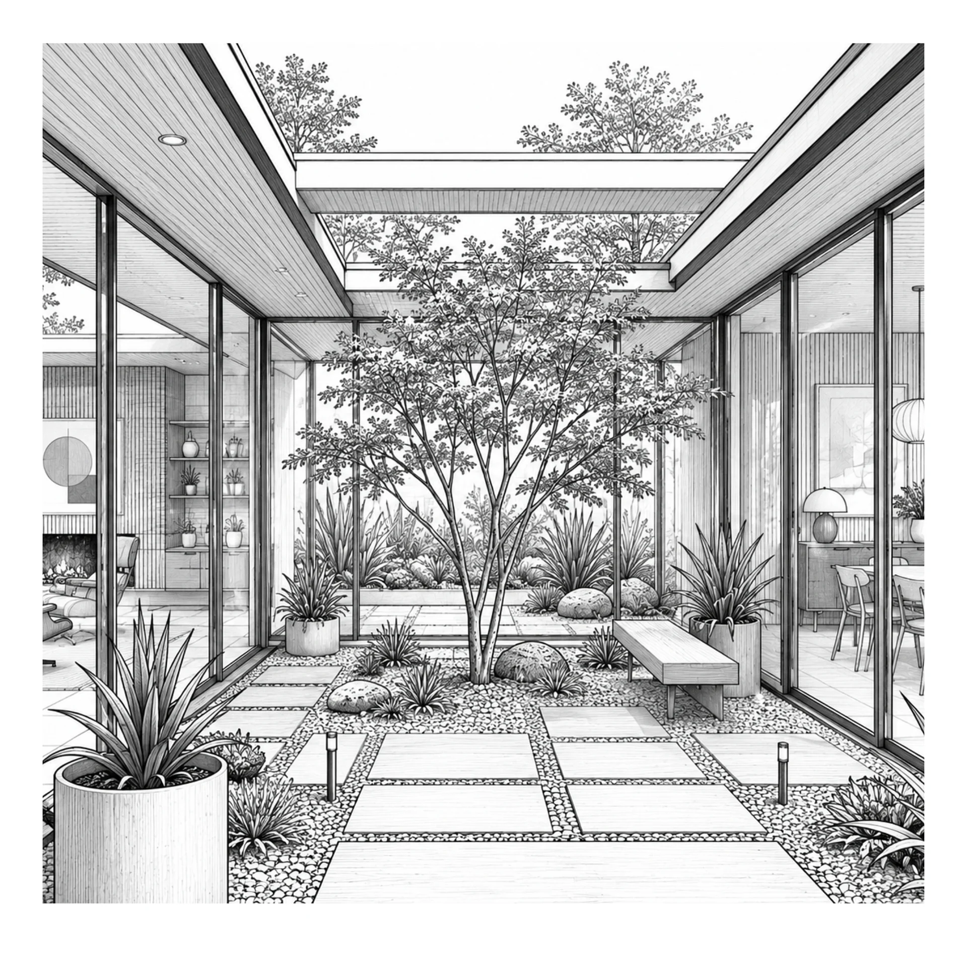 Mid Century Modern Interior Design & Architecture Coloring Pages product image (2)