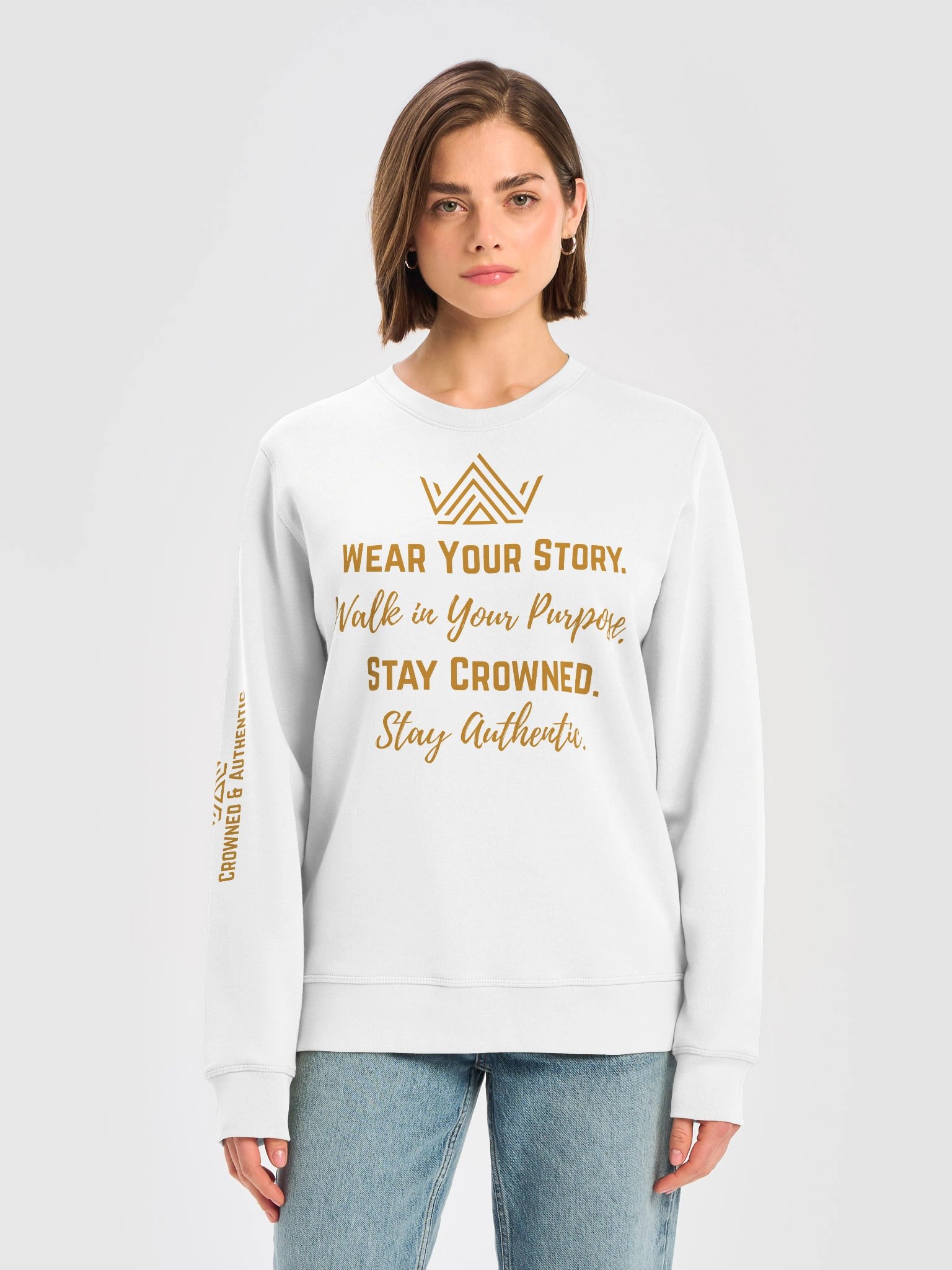 Crowned & Authentic Black Sweatshirt (Gold Design) product image (4)