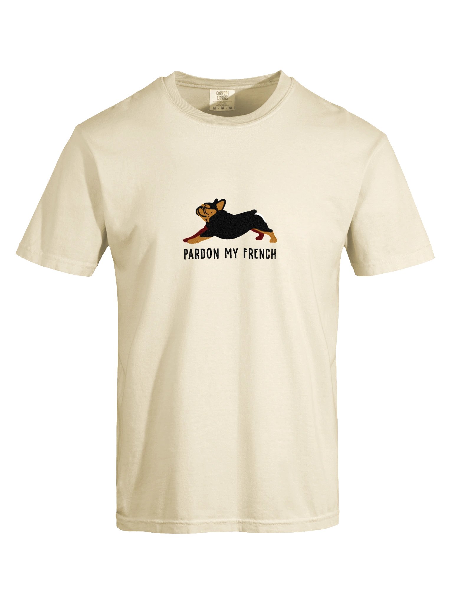 Pardon My French T-Shirt(Embroidered) of a French Bulldog(Black & Tan) product image (10)