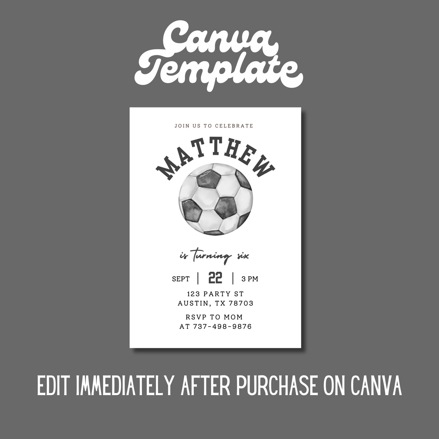 Soccer Birthday Invitation Template – Canva Editable Sports Birthday Invite product image (4)