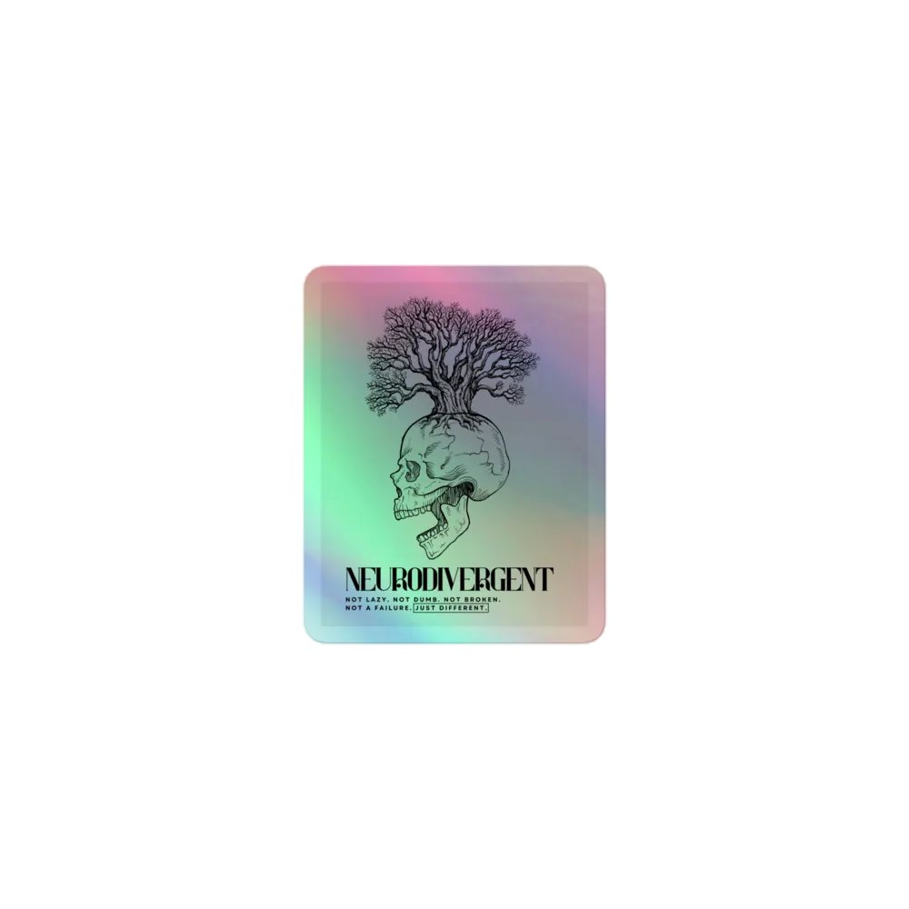 NEURODIVERGENT SKULL holographic sticker product image (1)