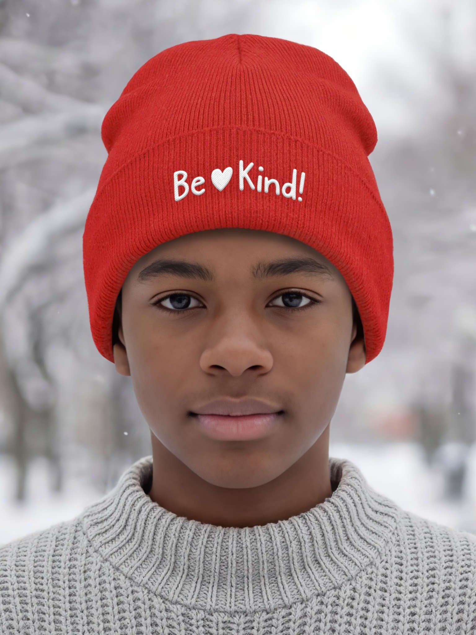 Be Kind! Embroidered Cuffed Beanie – Soft & Cozy Unisex Accessory for Everyday Elegance product image (5)
