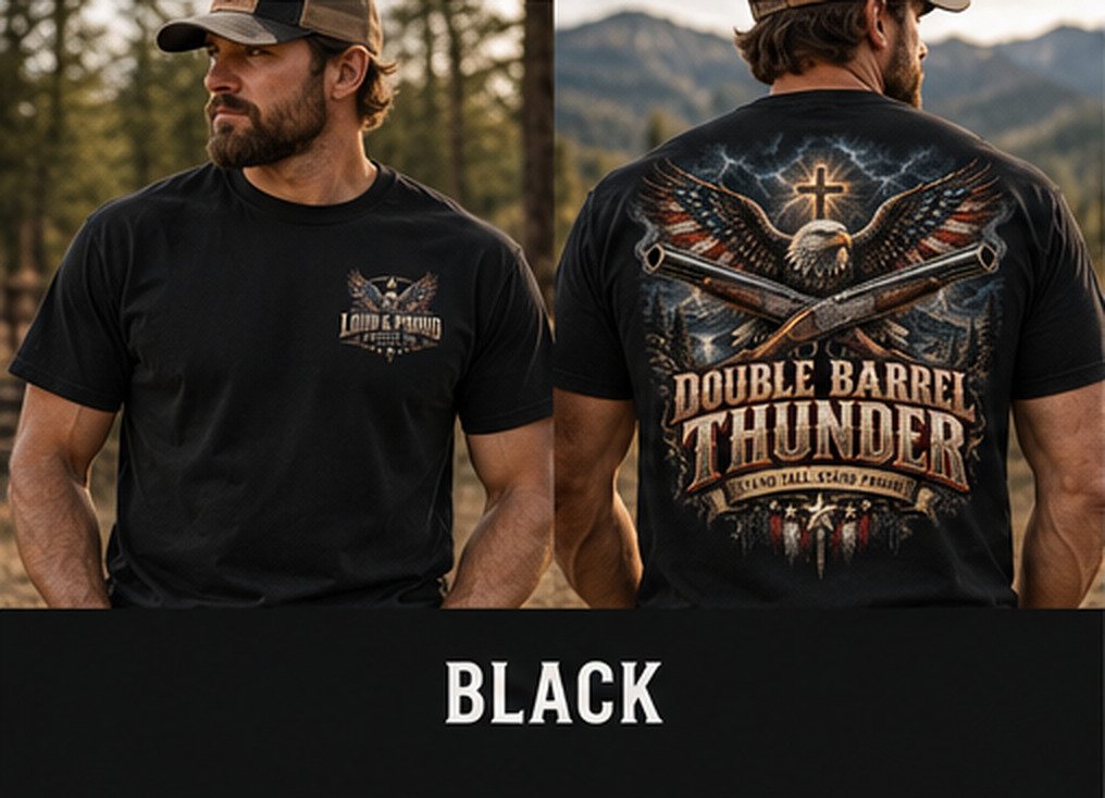 Double Barrel Thunder – Men's Patriotic Eagle Heavyweight Tee product image (4)