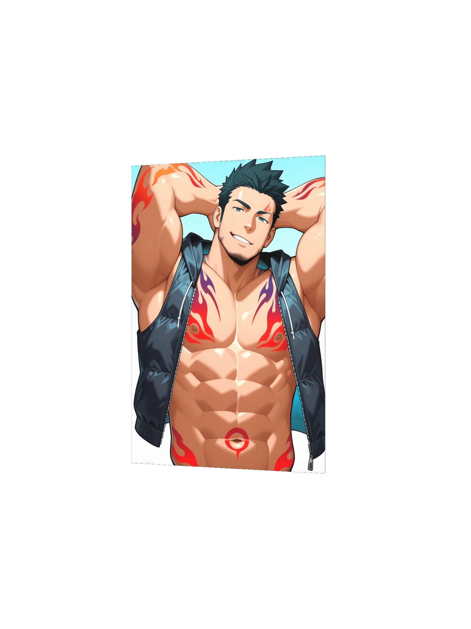 Kael – Flame-Tattooed Beach Alpha Poster product image (9)