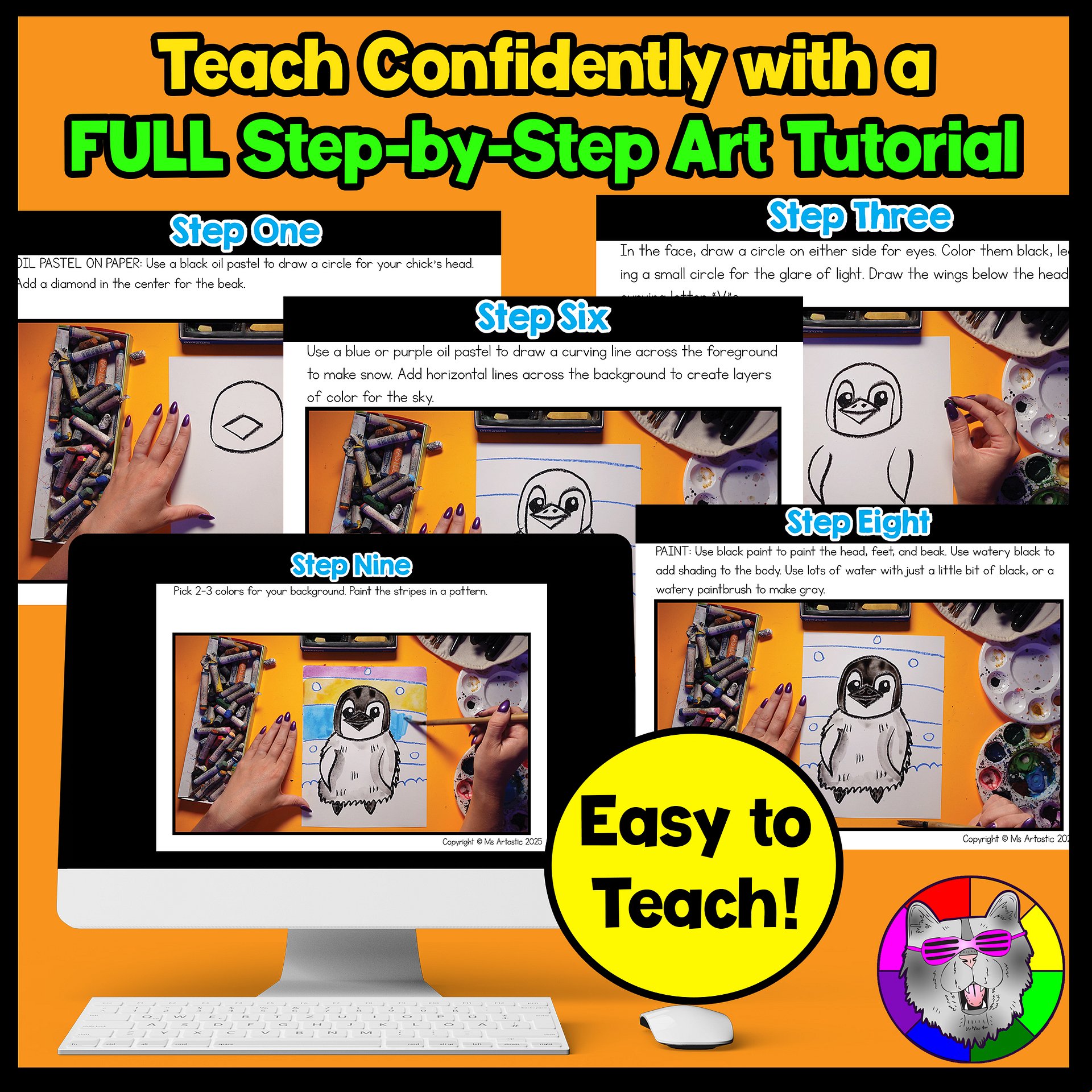 Penguin Chick Art Lesson Winter Art Project Penguin Art Activity Reading Writing product image (4)
