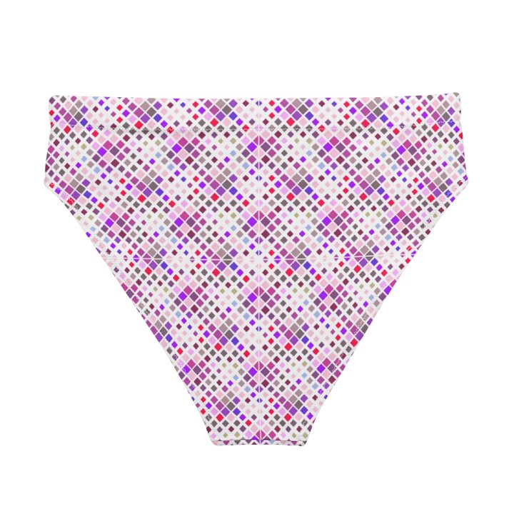 Colorful Square Pattern Design High Waist Bikini Bottom - V1 product image (2)