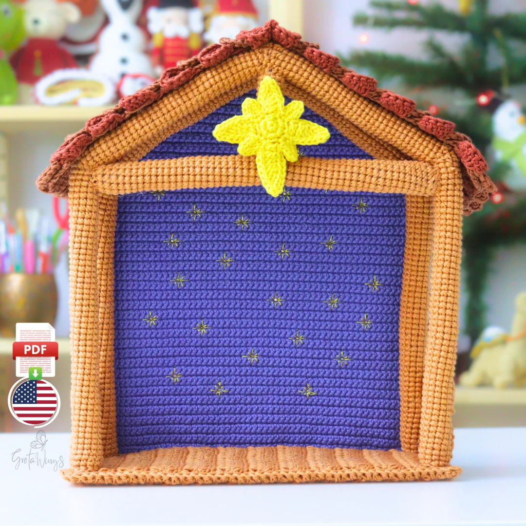Handmade Crochet Amigurumi Nativity Stable (Star Included) product image (1)